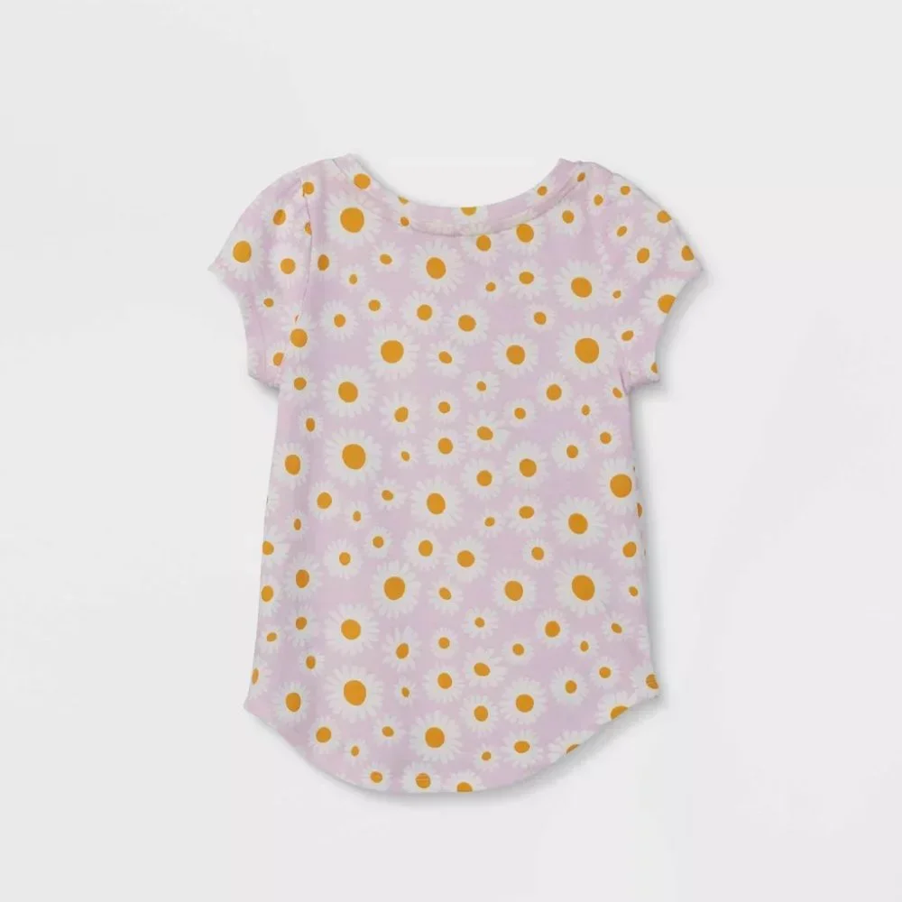 Cat & Jack™ -Toddler Girls' Floral Short Sleeve T-Shirt Size 18M Purple - Picture 3 of 4